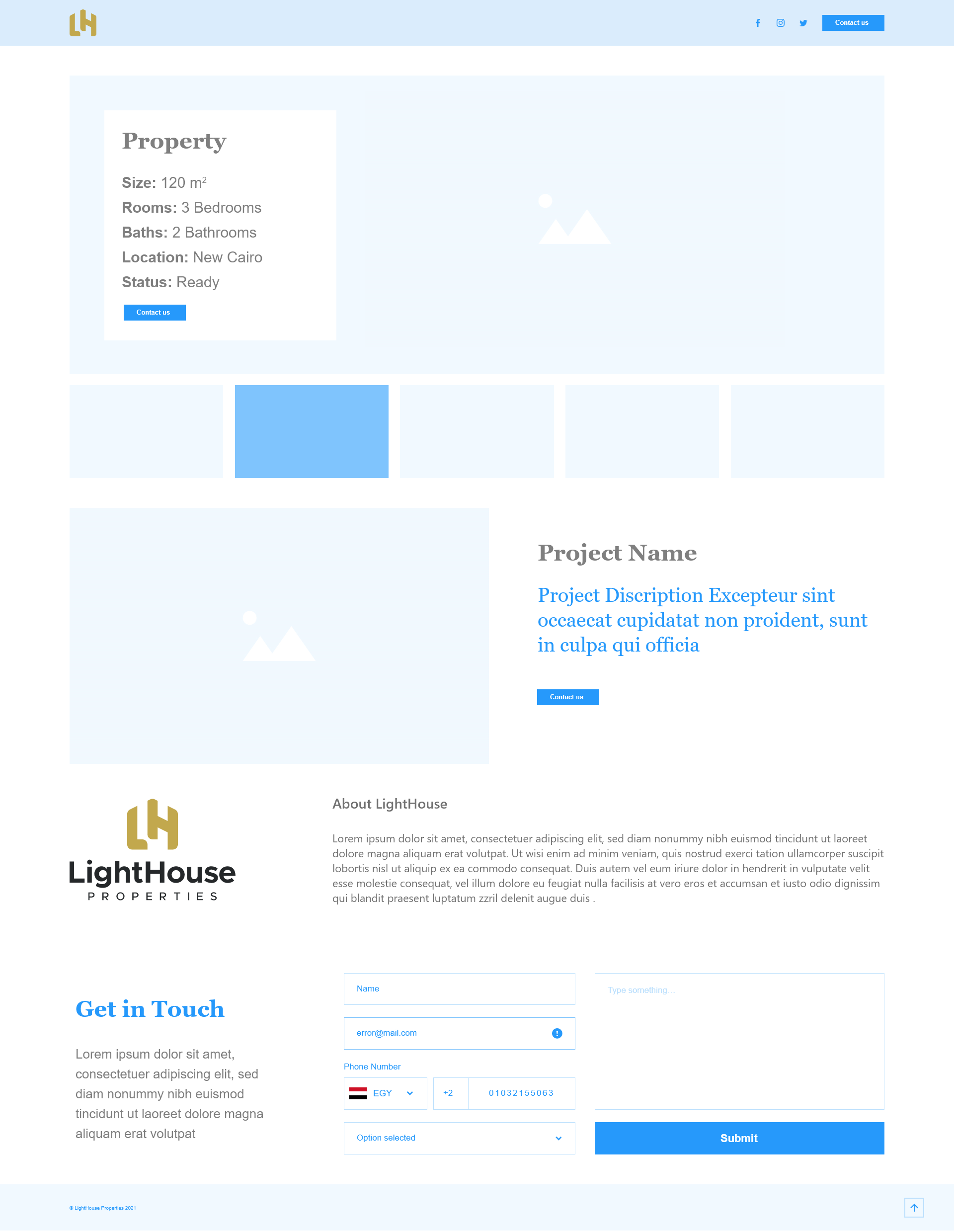 LightHouse Landing page WireFrame (UX)