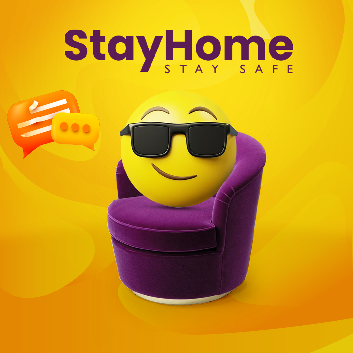تصميم توعوي سوشيال ميديا حملة Stay Home