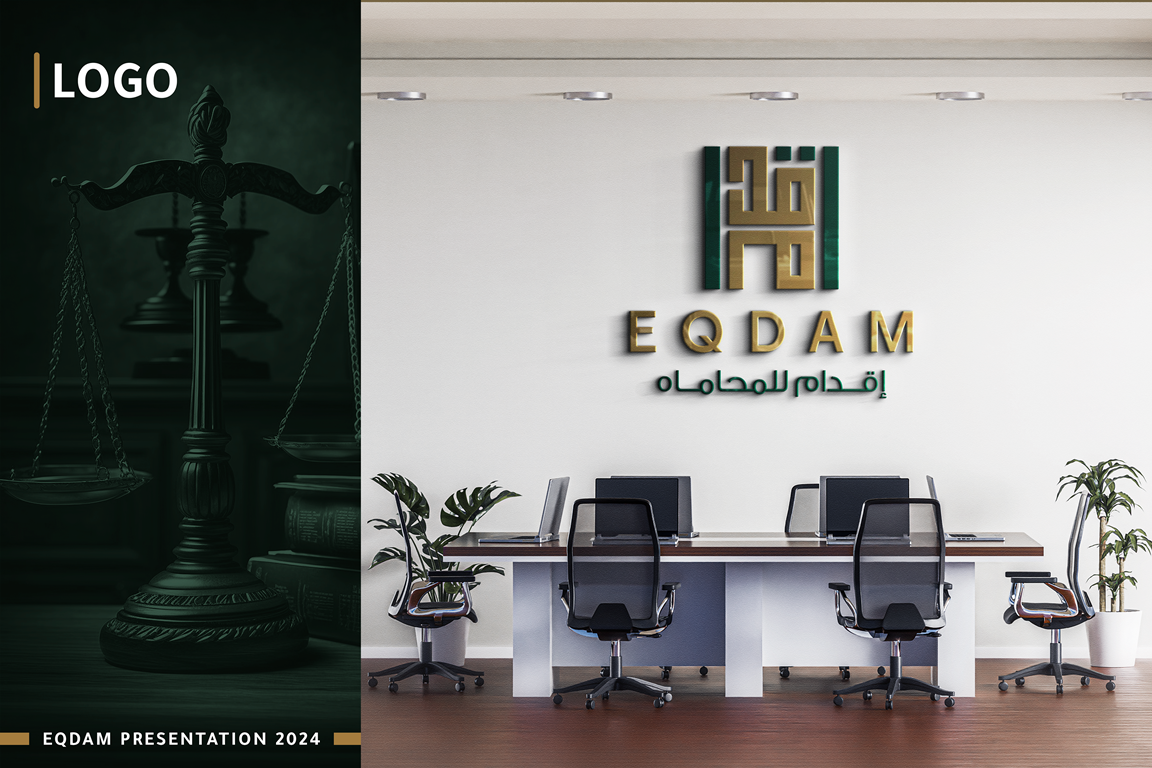 تصميم اللوجو على حائط المكتب